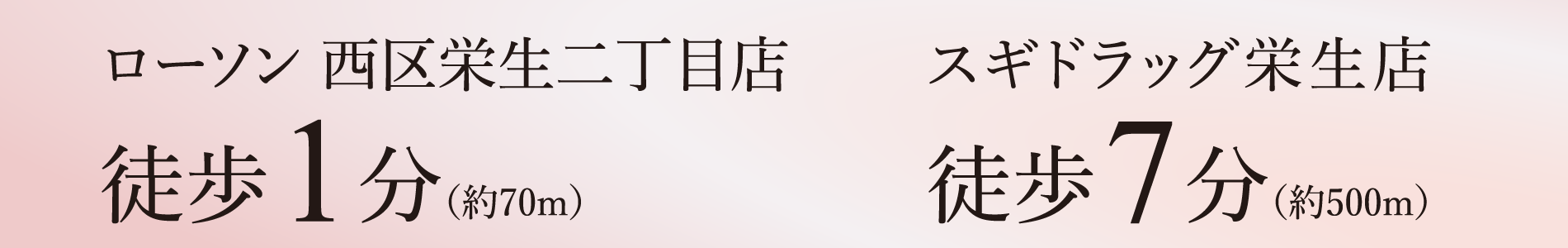 ローソン西区栄生２丁目店徒歩1分（約70m）／スギドラッグ栄生店徒歩7分（約500m）