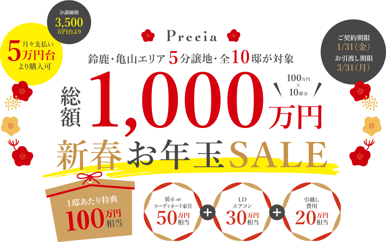 総額1,000万円 新春お年玉SALE